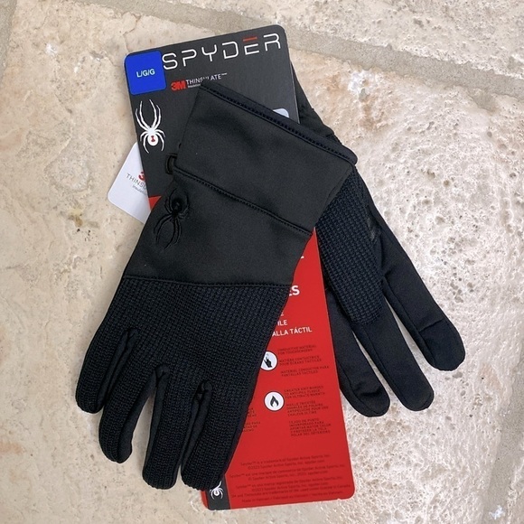 NWT Spyder Core Conduct Gloves 3M Thinsulate touchscreen compatible leather L - Picture 1 of 9